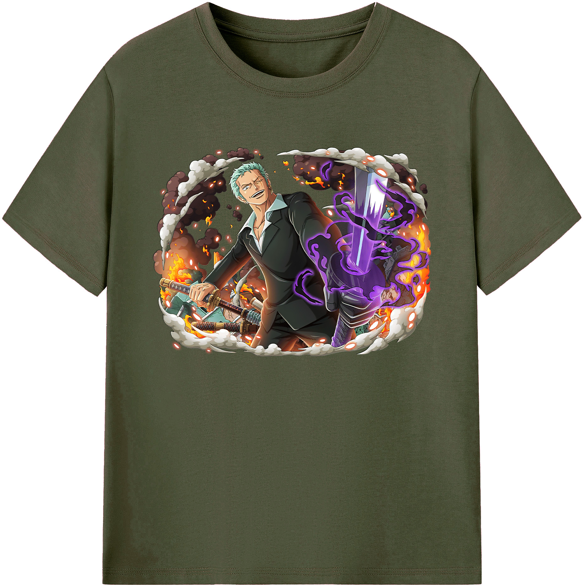 ワンピース ロロノア・ゾロ ONE PIECE Roronoa Zoro 綿100％ メンズ半袖Tシャツ｜肌触りやわらか＆通気性